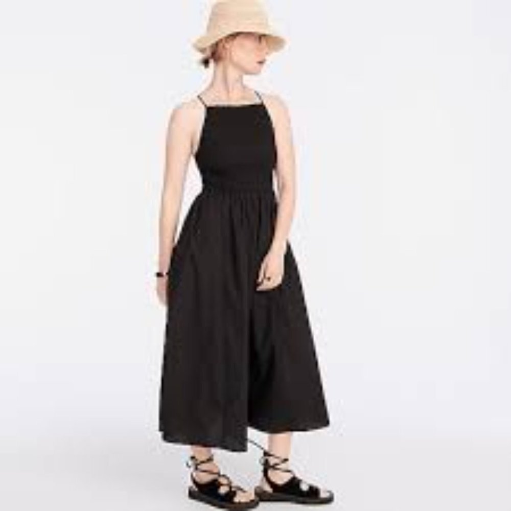J. Crew Black Sleeveless Midi Halter Dress